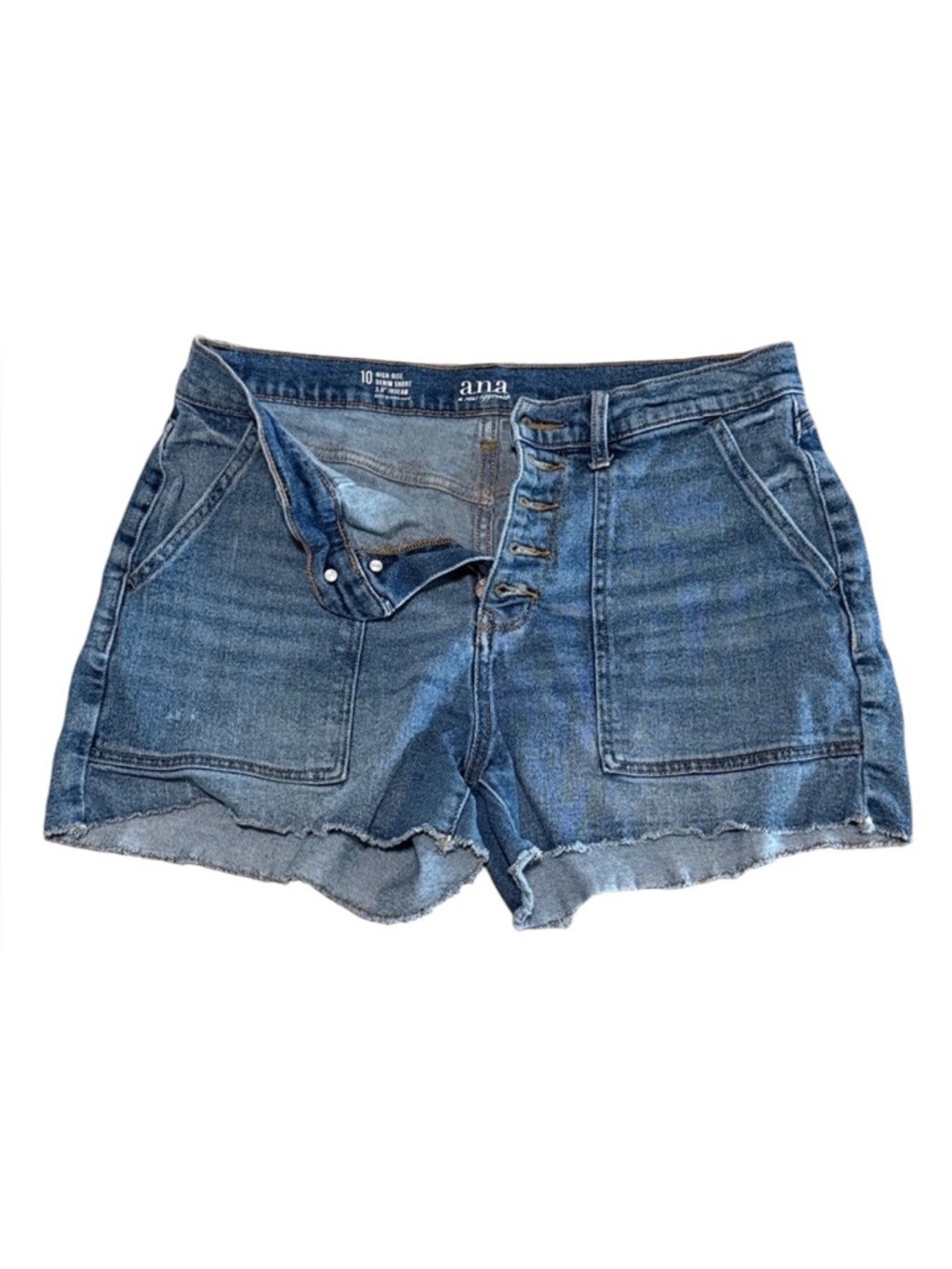 A.N.A. High Rise Denim Short Button Fly 3.5 Inseam Comfort Stretch size 10